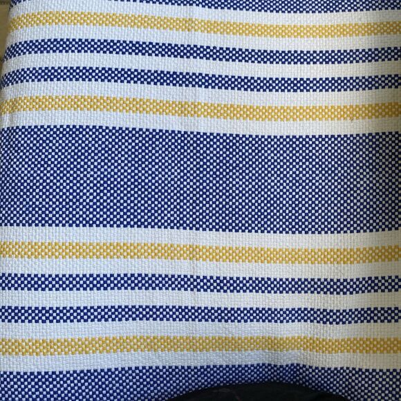 Pottery Barn Handwoven Throw Blanket 66x66”Navy Striped Modern Farmhouse Coastal - Picture 5 of 8